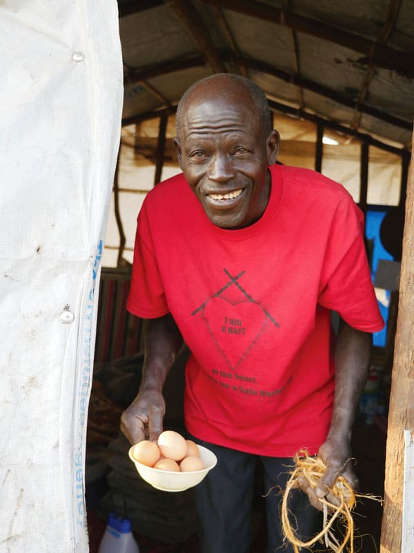 Catequista de Sudán del Sur en el asentamiento para refugiados en Uganda.