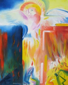 Espíritu Santo Guia: Parte de la pintura "Peace of the Holy Spirit: Pentecost" por el pintor Stephen B. Whatley. (CNS/Stephen B. Whatley)