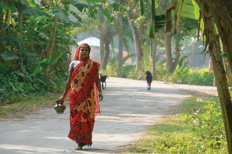 Una mujer camina en una zona rural en Narail, Bangladesh. (Sean Sprague/Bangladesh) 